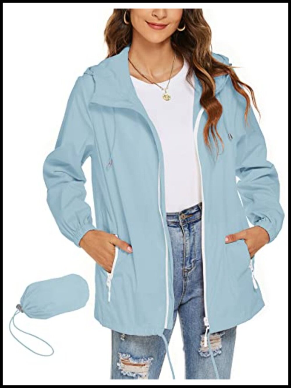 Avoogue Waterproof Lightweight Breathable Raincoat Hooded Windbreaker